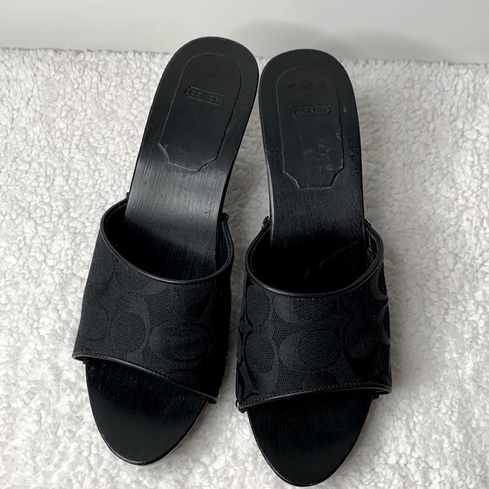 COACH Shoe Signature Mule Slide Wooden Heel 10
